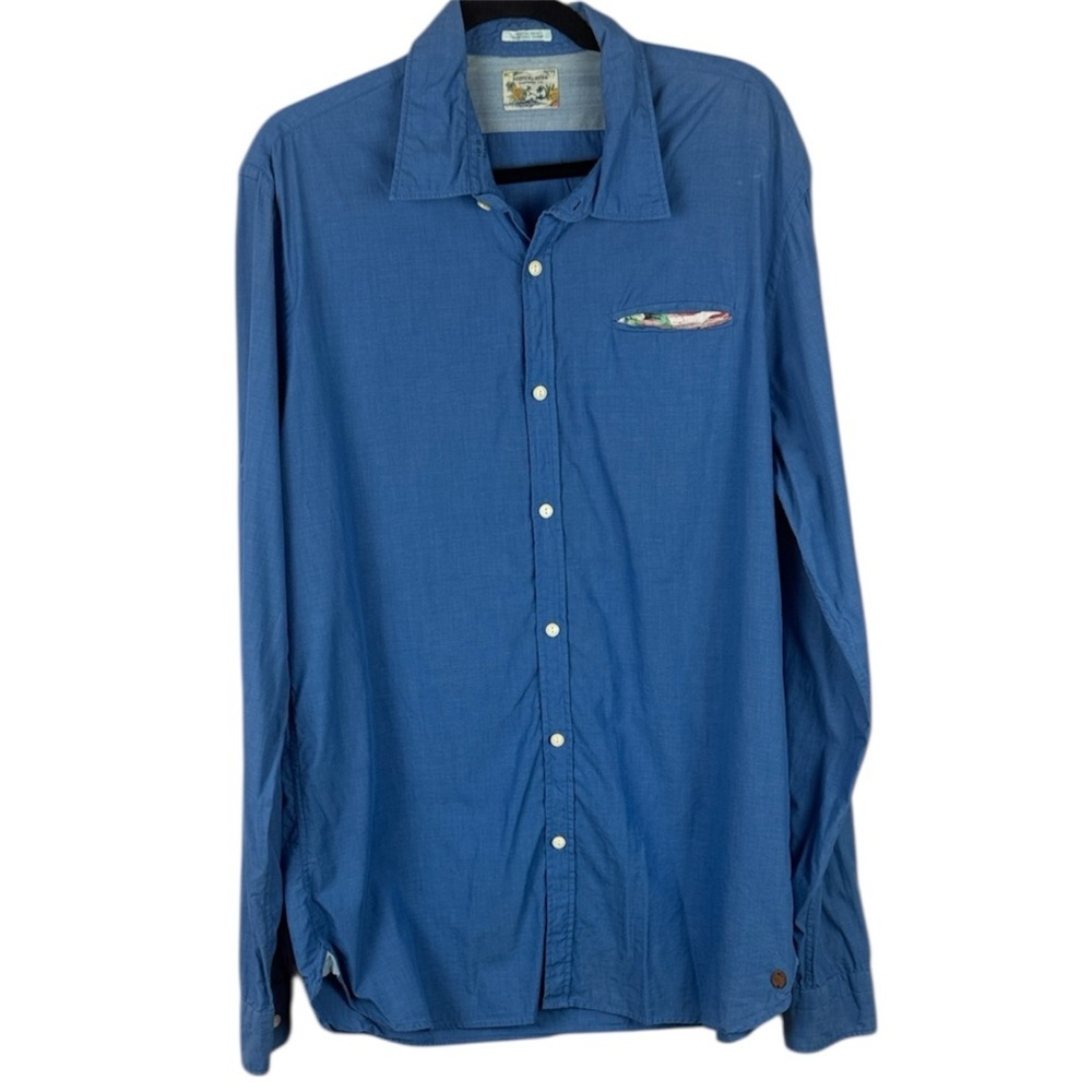 Scotch & Soda 100% Cotton Men's Blue Casual Button-Down Shirt Size XL